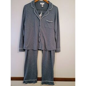 Kathy Ireland Sleepwear 1X Blue White Long Sleeve Pajama Set Women Comfy